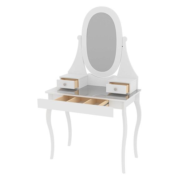 Фото стол туалетный "Кантри" 95 с ящиками, размеры 950x1690x500 мм., белый лак, блэк, купить в интернет-магазине СиВер