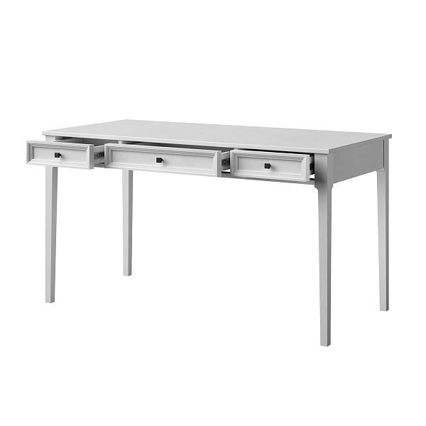 Изображение рабочий стол письменный в детскую или кабинет в стиле лофт или скандинавском стиле классика коллекции "Квадро-С" 03 размеры 1388х760х660 мм (цвет белый лак, белый лак/антик 24, серый 7042, серый 7042/антик 24) для ребенка или подростка