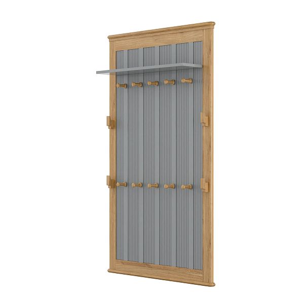 Фото Вешалка настенная коллекция Рандеву - размеры 970х1642х40 (+180 полка) мм, цвет белый лак-антик 24, серый 7042-антик 24, от интернет-магазина СиВер