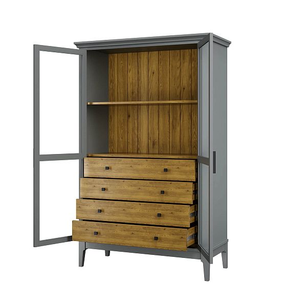 Фото «Квадро-С» 20/04 из массива сосны. Комбинированный цвет белый лак-серый 7042, белый лак-антик 24, серый 7042-антик 24, идеально для стиля сканди, минимал, лофт. С доставкой по России. Материал - массив сосны, размер - 999х1553х420 мм. в интернет-магазине СиВер