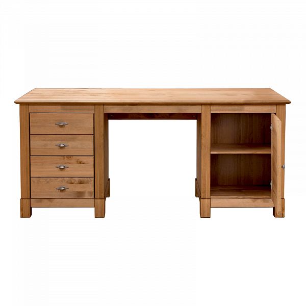 Фото стол письменный из массива сосны Рауна 14 размеры 165х76х60 см цвет бейц масло светлый дерево 2-тумбовый в стиле кантри купить в интернет-магазине СиВер