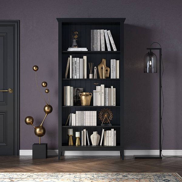 Фото Стеллаж «Квадро-С» 20-205 из массива сосны в гостиную в стиле кантри коллекция «Квадро-С» цвет белый лак, белый лак-антик 24, серый 7042-антик 24, дерево размеры 995х2047х421 в интернет-магазине СиВер