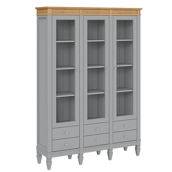 Фото пример широкий стеллаж с квадратными полками из массива сосны в гостиную в стиле лофт или скандинавский коллекция Ольса цвет белый лак, белый лак/антик 24, серый 7042, серый 7042/антик 24, светлый, дерево размеры 143х202х38 в интернет-магазине СиВер