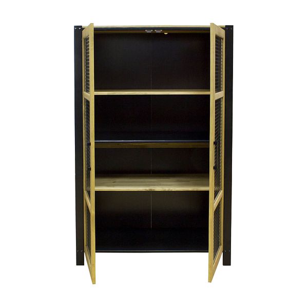 Фото шкаф для посуды из массива сосны в гостиную в стиле кантри коллекция «Фактура-С» бейц-масло-блэк 9, дерево размеры 980х1565х400 в интернет-магазине СиВер