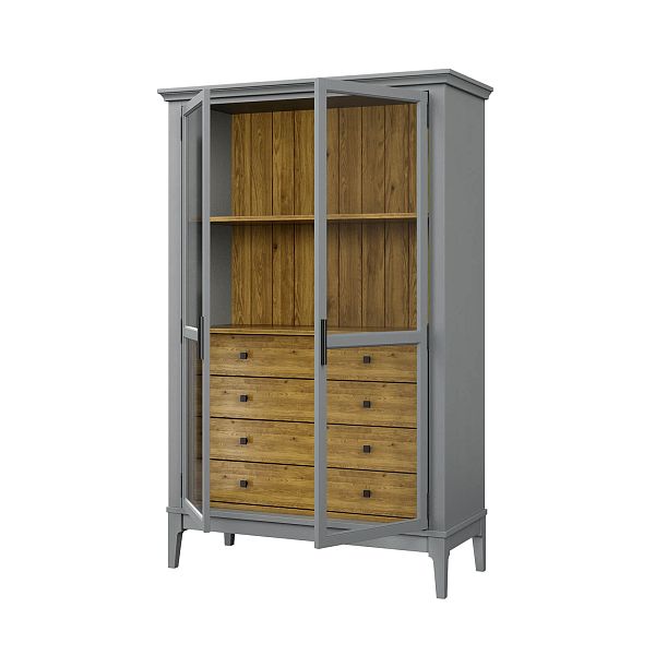 Фото «Квадро-С» 20/04 из массива сосны. Комбинированный цвет белый лак-серый 7042, белый лак-антик 24, серый 7042-антик 24, идеально для стиля сканди, минимал, лофт. С доставкой по России. Материал - массив сосны, размер - 999х1553х420 мм. в интернет-магазине СиВер