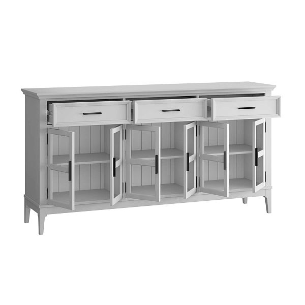 Фото тумба «Квадро-С» 063С, цвет белый лак, белый лак-антик 24, серый 7042/антик 24, размер 1801x948x420 из массива сосны в интернет-магазине СиВер