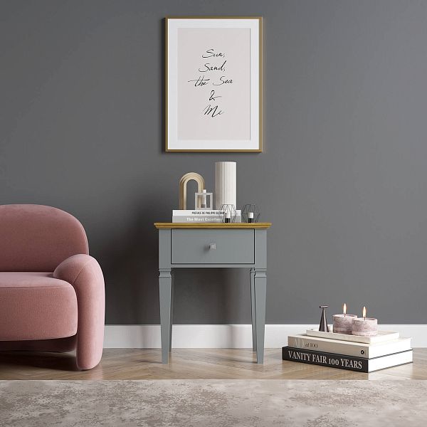 Фото прикроватная тумба в спальню из массива сосны "Ольса- С" 01, 538x650x415 мм., с одним ящиком, из массива сосны в стиле кантри в интернет-магазине СиВер