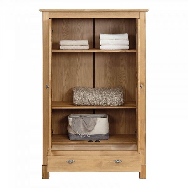 Фото  шкаф две двери в гостиную или в спальню из массива сосны Рауна 21 цвет бейц масло светлый бежевый размеры 97х150х42 в стиле кантри в интернет-магазине СиВер