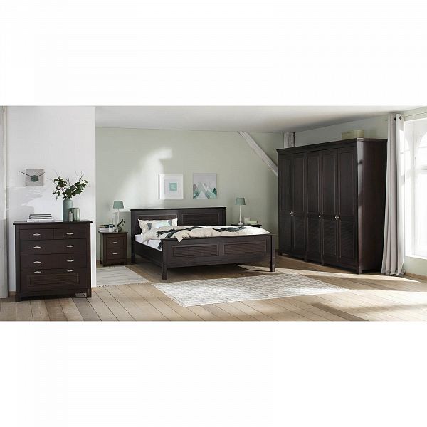 Фото прикроватная тумба в спальню из массива сосны Рауна 02 цвет колониал темный почти черный размеры 48х60х42 в стиле кантри в интернет-магазине СиВер