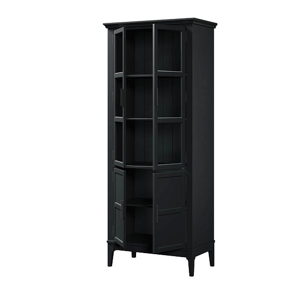 Фото Шкаф для посуды «Квадро-С» 22GT-185 из массива сосны. Цвет белый лак, белый лак-антик 24, серый 7042-антик 24, идеально для стиля сканди, минимал, лофт. С доставкой по России. Материал - массив сосны, размер - 757х1846х420 мм. в интернет-магазине СиВер