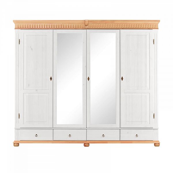 Изображение шкафа производство Минский Мебельный Центр Хельсинки 4SPGT с внутренней планировкой полок - скандинавский стиль - материал массив сосны натуральное дерево