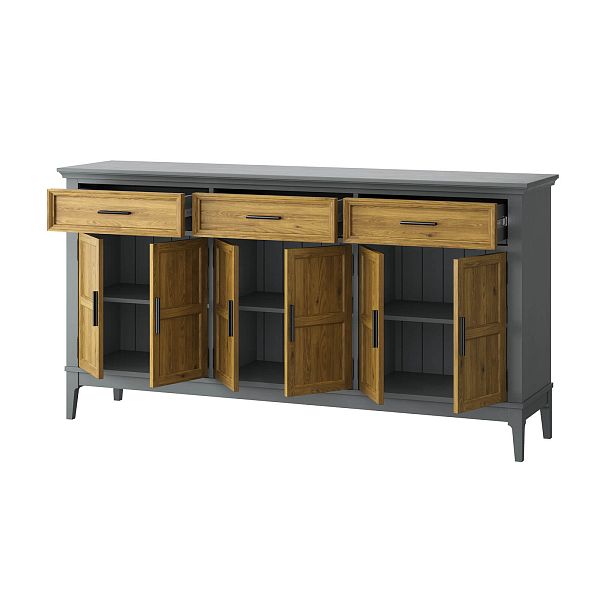 Фото тумба «Квадро-С» 063Ф, цвет белый лак, белый лак-антик 24, серый 7042/антик 24, размер 1801x948x420 из массива сосны в интернет-магазине СиВер