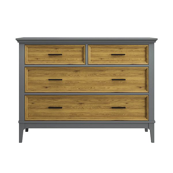 Фото Комода «Квадро-С» 04, цвет белый лак, белый лак-антик 24, серый 7042/антик 24, размер 1276x948x470 из массива сосны в интернет-магазине СиВер