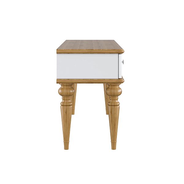 Фото тумба «Рандеву» 02, цвет белый лак/антик 24, серый 7042/антик 24, размер 1132x542x384 из массива сосны в интернет-магазине СиВер