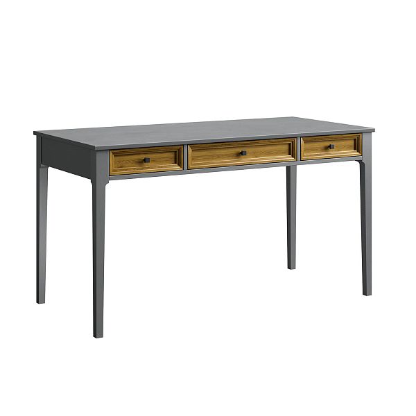 Изображение рабочий стол письменный в детскую или кабинет в стиле лофт или скандинавском стиле классика коллекции "Квадро-С" 03 размеры 1388х760х660 мм (цвет белый лак, белый лак/антик 24, серый 7042, серый 7042/антик 24) для ребенка или подростка