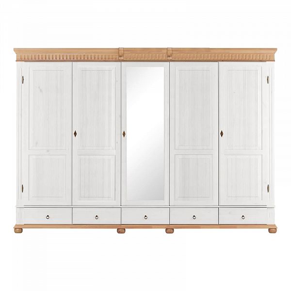 Изображение белорусский шкаф из массива сосны для большой семьи или для обладателей большого количества одежды коллекция Хельсинки 5SPGT-M с 5 секциями