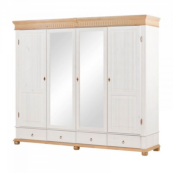 Изображение шкафа производство Минский Мебельный Центр Хельсинки 4SPGT с внутренней планировкой полок - скандинавский стиль - материал массив сосны натуральное дерево