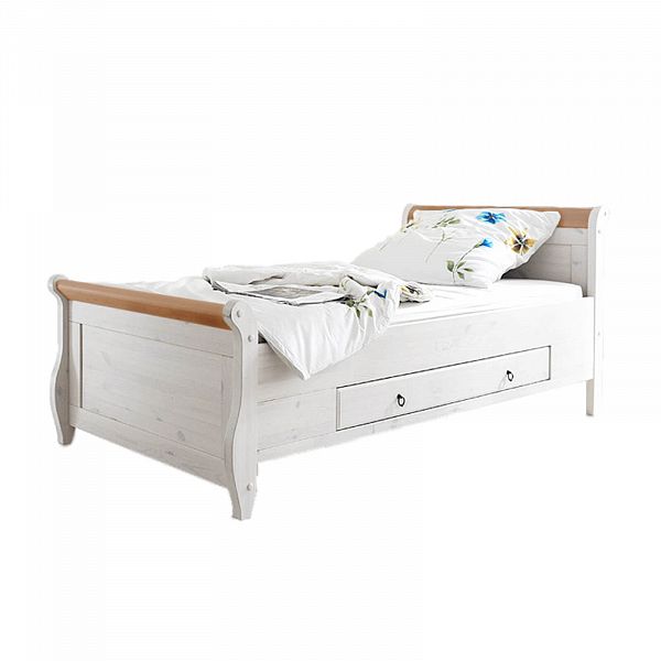 Фото пример классика скандинавский стиль односпальная кровать Мальта из натурального дерева массива сосны