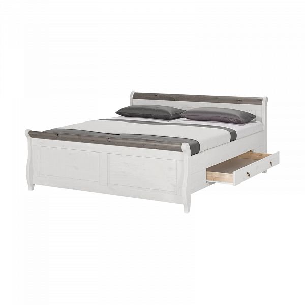 Изображение скандинавский стиль в загородный дом или небольшую элитную квартиру классика мебели в спальню широкая кровать Мальта 180 с ящиками из массива сосны в интернет-магазине СиВер с доставкой Изображение скандинавский стиль классика мебели в спальню кровать Мальта 180 с ящиками из натурального дерева массива сосны в интернет-магазине СиВер с доставкой