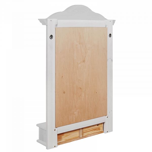 Фото Полка-зеркало белорусского производства ММЦ с доставкой по России недорого по доступной цене коллекция Синди 70x100x18 см с двумя ящиками (антик, белый воск, колониал, серый) из массива сосны для спальни 