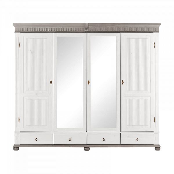 Изображение шкафа производство Минский Мебельный Центр Хельсинки 4SPGT с внутренней планировкой полок - скандинавский стиль - материал массив сосны натуральное дерево