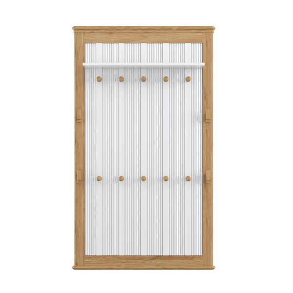 Фото Вешалка настенная коллекция Рандеву - размеры 970х1642х40 (+180 полка) мм, цвет белый лак-антик 24, серый 7042-антик 24, от интернет-магазина СиВер