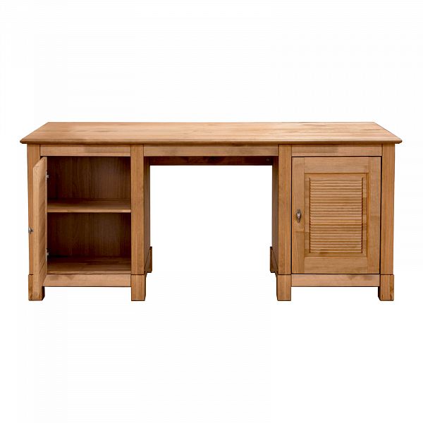 Фото стол письменный из массива сосны Рауна 14 размеры 165х76х60 см цвет бейц масло светлый дерево 2-тумбовый в стиле кантри купить в интернет-магазине СиВер
