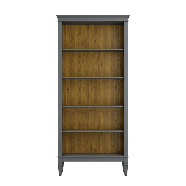 Фото стеллаж из массива сосны в гостиную в стиле лофт или скандинавском стиле коллекция "Ольса-С" цвет белый лак, серый 7042, светлый дерево размеры 93х203х36 в интернет-магазине СиВер