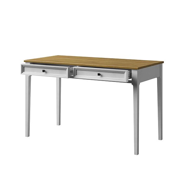 Изображение рабочий стол письменный в детскую или кабинет в стиле лофт или скандинавском стиле классика коллекции "Квадро-С" 02 размеры 1234х760х590 мм (цвет белый лак, белый лак/антик 24, серый 7042, серый 7042/антик 24) для ребенка или подростка