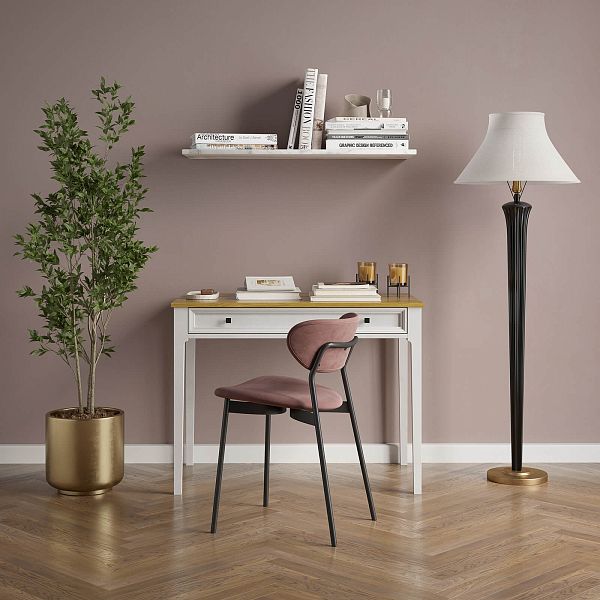 Изображение рабочий стол письменный в детскую или кабинет в стиле лофт или скандинавском стиле классика коллекции "Квадро-С" 01 размеры 994х760х590 мм (цвет белый лак, белый лак/антик 24, серый 7042, серый 7042/антик 24) для ребенка или подростка