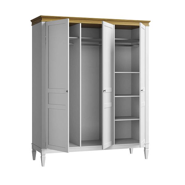 Изображение каталог шкаф для одежды на ножках в гостиную или в спальню из массива сосны "Ольса-С" 03 трехдверный 1706x2089x597 в стиле кантри в интернет-магазине СиВер