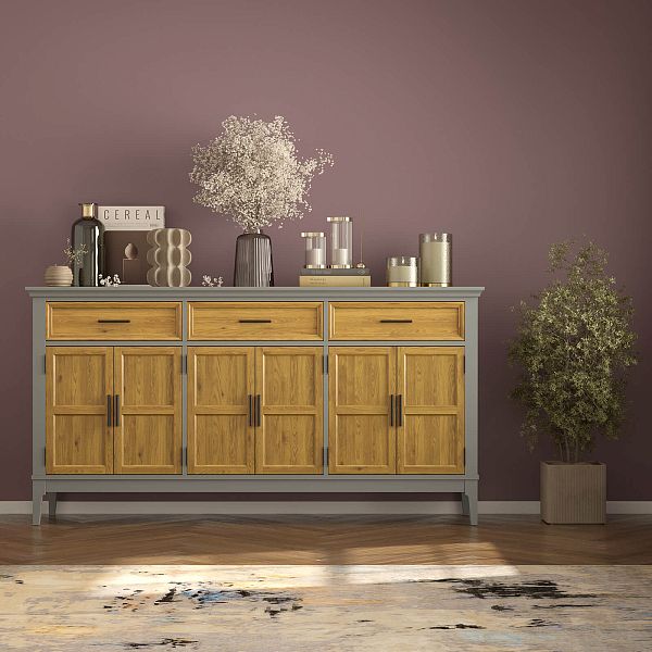 Фото тумба «Квадро-С» 063Ф, цвет белый лак, белый лак-антик 24, серый 7042/антик 24, размер 1801x948x420 из массива сосны в интернет-магазине СиВер