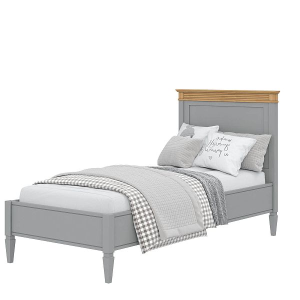 Кровать "Ольса" 90 (серый 7042/антик 24) из массива сосны производство Белоруссия, доставка по Москве и России, купить в интернет-магазине СиВер